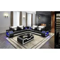 Xl Moebel Gmbh LED Beleuchtete Ecksofa Wohnzimmer Leder Couch Sitz Polster Wohnlandschaft Sofa