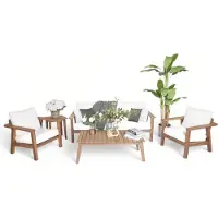 AEA Sofagarnitur 3+1+1 Sitzer Holz Couchtisch Gartenmöbel Set Terrassenmöbel