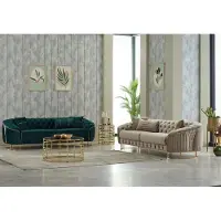 AEA Sofagarnitur Sofas Couchen Polstersofa Dreisitzer Luxus Beige Grün Set