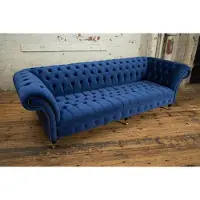 AEA Chesterfield Sofa Textil Polster Design Luxus Couch Klassische Sofa 4 Sitzer