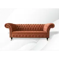 AEA Chesterfield Braun Dreisitzer Stoff Wohnzimmer Design Polster Sofa Textil