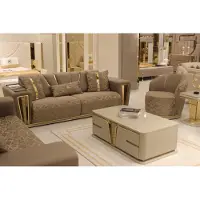 AEA Ensemble de canapés 3+1+1 places textile bois Canapé 3 places moderne Fauteuil Set complet