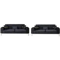 AEA Schwarze Sofagarnitur Designer Polster 3-Sitzer Exklusive Couch