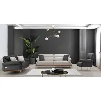 AEA Schwarzes Sofa Set 3+3 mit stilvollem Sessel und modernem Design