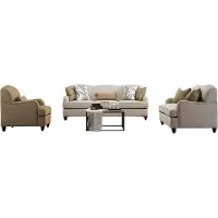 AEA Modernes 3-teiliges Sofa-Set: 3-Sitzer, 2-Sitzer und Sessel Beige