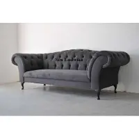AEA Dreisitzer Design Couch Polster Sitz Textil Sofa 3 Sitzer Chesterfield Grau