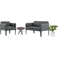 AEA Moderne Graue 2-Sitzer Couch Stilvolle Leder Sessel Luxus Garnitur