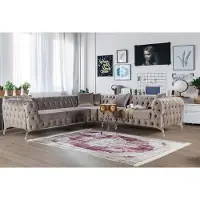 AEA Geräumiges Ecksofa mit markanter Chesterfield-Steppung und stabilem Unterbau