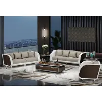 AEA Elegantes Stoffsofa-Set 3+3+1 in Weiß-Grau für Büro oder Lounge