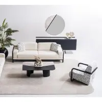 AEA Beige Wohnzimmer Set aus Textil modern, 3-Sitzer Sofa und Sessel