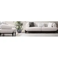 AEA Weißes modernes Wohnzimmer-Set Stoff 3-Sitzer-Sofa weicher Sessel 2 tlg