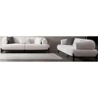 AEA Weißes 3-Sitzer-Sofa Stoffsofa Sofagarnitur Wohnzimmergarnitur 2 Teile