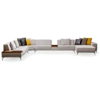 AEA Modernes weißes Stoff-Ecksofa aus Holz für eleganten Wohnstil