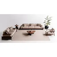AEA Beige Wohnzimmer Sofagarnitur Designer 4-Sitzer Stilvoller Sessel