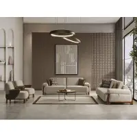AEA Beige Couchgarnitur Moderne Polstersofas Designer Textil Sessel