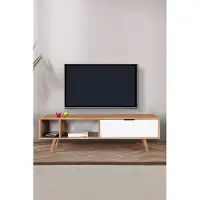Skye Decor , meuble TV, panneau de particules mélaminé à 100%, finition noyer et blanc, 160 cm
