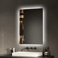 Emke Miroir de salle de bain éclairé, dimensions 50x70 cm, avec écran tactile, fonction anti-buée et réglage de la luminosité