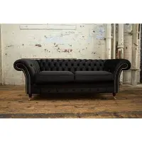 AEA Canapé Chesterfield Canapé rembourré 3 places Siège Canapé Garniture Noir Nouveau