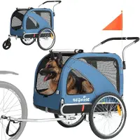 Shengmilo Remorque vélo de grande taille pour animaux, capacité de charge de 40 kg, système de freinage intégré, accès par deux portes à l'avant et à l'arrière, couleur bleue