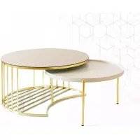 AEA Moderne 2х tables basses inox table basse table de salon nouveau or