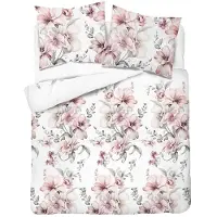 Detexpol Parure de lit, parure de lit en flanelle, chaude, pour l'hiver, dimensions 200x220, motif floral (6041b)
