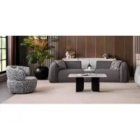 AEA Graue Wohnzimmer Textilgarnitur Stilvoller Polster 3-Sitzer Sessel