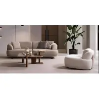 AEA Designer Wohnzimmer Garnitur Beiger Dreisitzer Stilvoller Sessel
