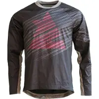 Zimtstern ProTechZonez Maillot à Manche Longues VTT Homme - Pirate Clack/Cyber Red