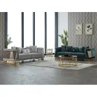 AEA Komplette Couchgarnitur Polstersofa Dreisitzer Stoffsofa Grau Grün