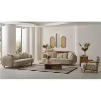 AEA Modernes Sofa-Set mit 2 Sofas und 1 Sessel Beige Hochwertig Möbel stilvolle