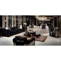AEA Schwarzes Sofa Set 5-teilig mit Kissen, Modern, 3-Sitzer und Sessel