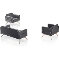 AEA Sofa-Set 3tlg 2-Sitzer mit 2x Sessel Grau Einfarbig Arbeitszimmer Modern