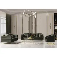 AEA Luxus Sitzgarnitur Polstergarnitur Sitzpolster Lounge Sofa Grüne 3+3+1