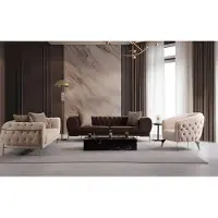 AEA Elegantes Sofa-Set Designer Chesterfield Couchen Textil 3-Sitzer