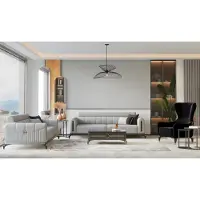 AEA Sofagarnitur Dreisitzer Zweisitzer Sessel Grau Sofa Stoffsofa Luxus