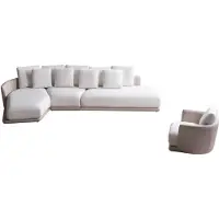 AEA Weißes Designer Ecksofa Luxuriöse L-Form Couch Edler Sessel 2tlg