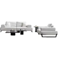 AEA Exklusive Weiße Sofagarnitur Designer 4-Sitzer Moderner Sessel Tisch