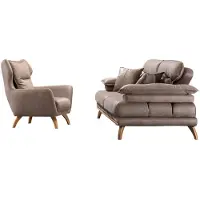 AEA Taupe Wohnzimmer Sofagarnitur Polster Dreisitzer Relaxsessel 2tlg