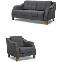 AEA Sofagarnitur Sofa 2 + 1 Sitzer Wohnzimmer Leder Polster Möbel Modern Stil Grau