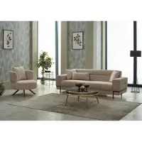 AEA Sofagarnitur Dreisitzer Sofa Stoffsofa Polstersofa Beige Sessel 2tlg