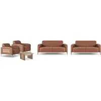 Xl Moebel Gmbh Sofagarnituren 2-Sitzer Sofa-Set Sessel Couchtisch Braun Ledersofas Holz