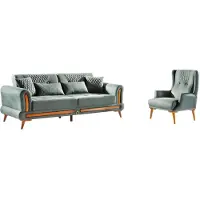 Xl Moebel Gmbh Designer Wohnzimmer Set 3-Sitzer Sofa und Sessel Grau Farbe 2tlg. 3+1 Couchen