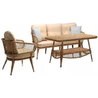 AEA Sofagarnitur set Couchtisch 3 Sitzer Sofas Beige Sessel Moderne Terrasse set