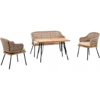 AEA Garnitur Terrassen Luxus Beige Sofagarnitur Sofa 2 Sitzer 2x Sessel Couchtisch
