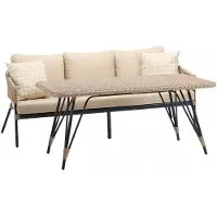 AEA Sofa 3 Sitzer Beige Luxus Couchtisch Sofas Dreisitzer Stoff Modern Garnitur