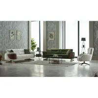 AEA Sofagarnitur Polstersofa Dreisitzer Sessel Weiß Grün Couch Stoff 3tlg