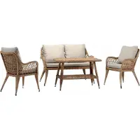 Xl Moebel Gmbh Sofagarnitur Sofa 2 Sitzer Luxuriöse Rattan Moderner 2x Sessel Couchtisch Braun