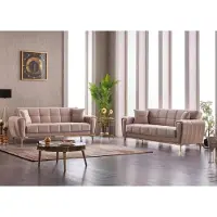 AEA Komplette Dreisitzer Couch Polstersofa 2tlg Stoff 3 Sitzer Sofa Beige