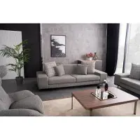AEA Sofa Dreier Couch mit Armlehne Polstersofa Grau Wohnzimmer Dreisitzer
