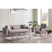 AEA Wohnzimmer Sofagarnitur Dreisitzer Grau Couch Set Sofa 3 Sitzer Luxus Sessel